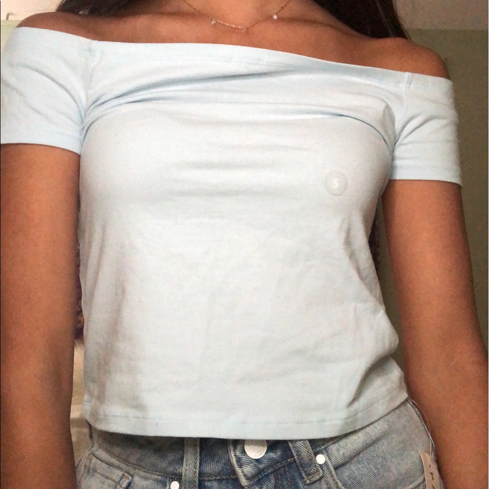 Blue pacsun off the shoulder shirt